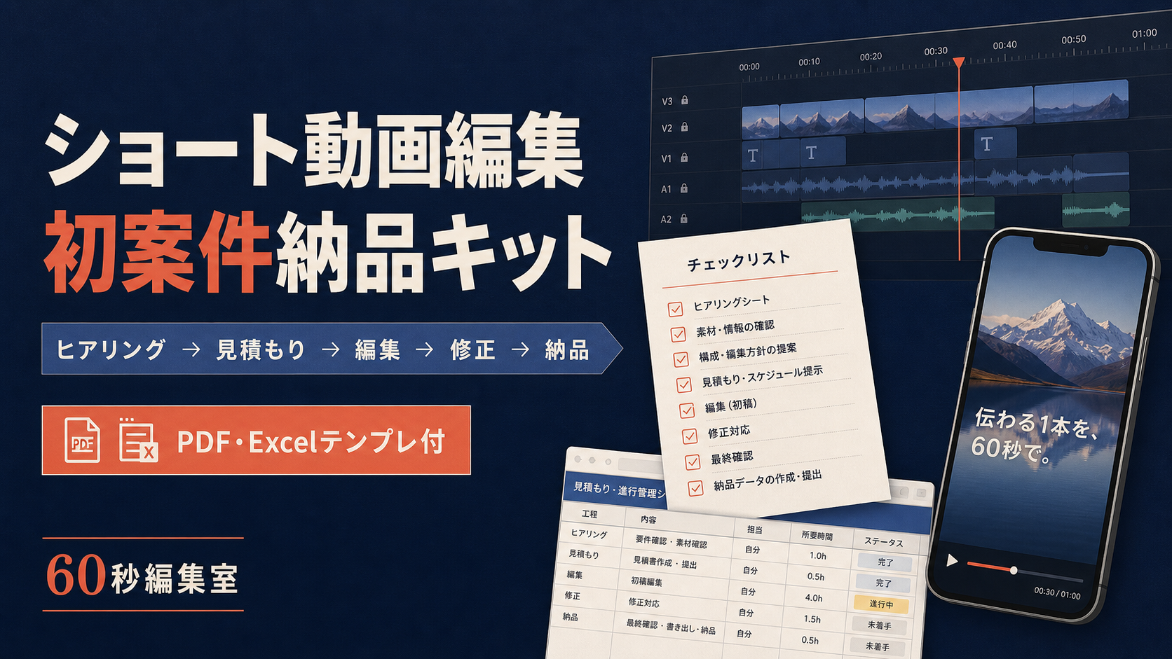 ショート動画編集 初案件納品キットの商品カバー